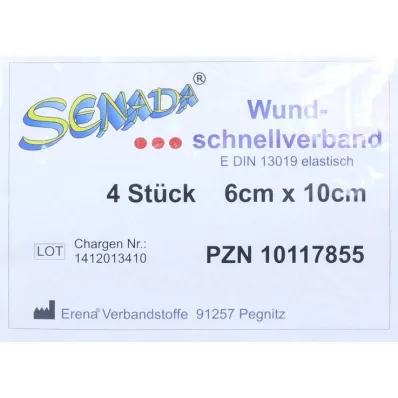 SENADA Quick wound dressing 6x10 cm, 4 pcs