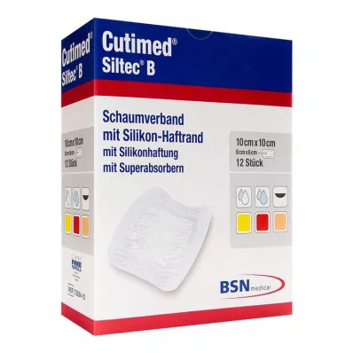 CUTIMED Siltec B Foam dressing 10x10 cm with adhesive, 12 pcs