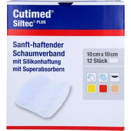 CUTIMED Siltec Plus foam dressing 10x10 cm adhesive, 12 pcs