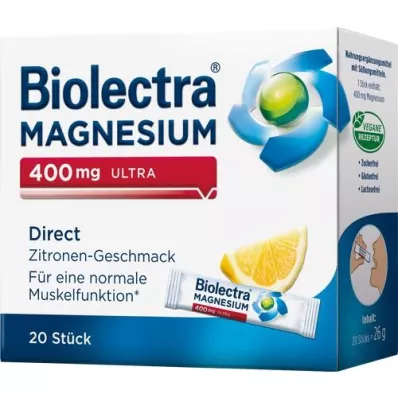 BIOLECTRA Magnesium 400 mg ultra Direct Lemon, 20 pcs