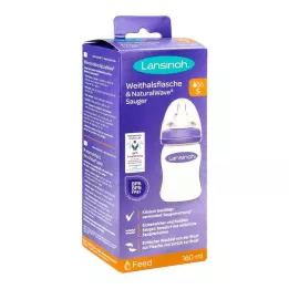 LANSINOH Wide-neck bottle 160 ml with teat S, 1 pc