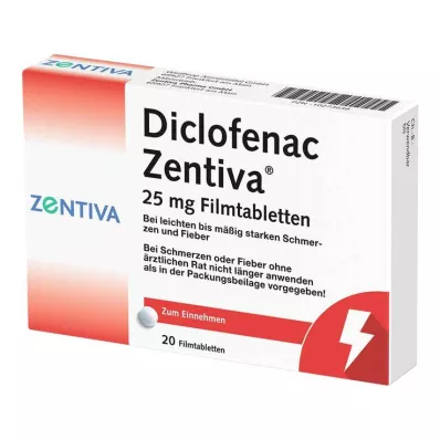 Diclofenac Zentiva 25 mg film-coated tablets, 20 pcs Diclofenac Zentiva 25 mg film-coated tablets, 20 pcs