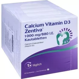 CALCIUM VITAMIN D3 Zentiva 1000 mg/880 I.U. chewable tab, 100 pcs