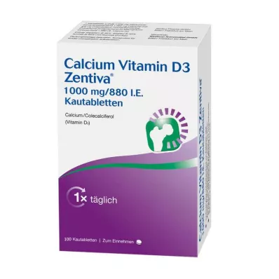 CALCIUM VITAMIN D3 Zentiva 1000 mg/880 I.U. chewable tab, 100 pcs CALCIUM VITAMIN D3 Zentiva 1000 mg/880 I.U. chewable tab, 100 pcs