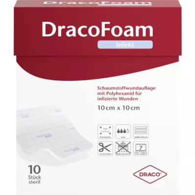 DRACOFOAM Infection Foam dressing 10x10 cm, 10 pcs