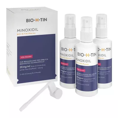 Minoxidil BIO-H-TIN-Pharma 20 mg/ml spray for women, 3X60 ml Minoxidil BIO-H-TIN-Pharma 20 mg/ml spray for women, 3X60 ml