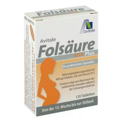 Folic acid 400 Plus B12 + iodine tablets, 120 pcs