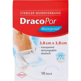 DRACOPOR waterproof wound dressing 3.8x3.8 cm sterile, 10 pcs