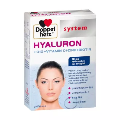 Doppelherz system Hyaluron+Q10+Vitamin C+Zinc+Biotin capsules, 30 pcs