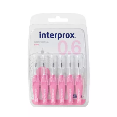 Interprox reg nano pink interdental brush blister, 6 pcs