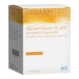 CALCIUM VITAMIN D3 acis 500 mg/400 I.U. Chewable tablet, 100 pcs