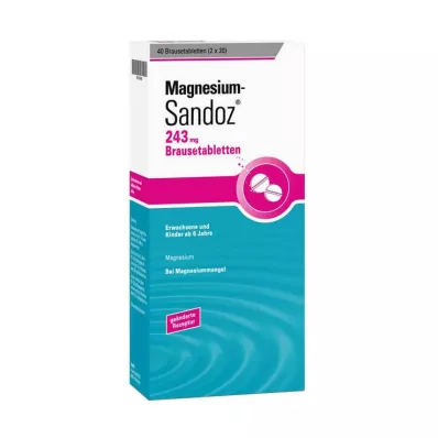 MAGNESIUM SANDOZ 243 mg Effervescent Tablets, 40 pcs MAGNESIUM SANDOZ 243 mg Effervescent Tablets, 40 pcs