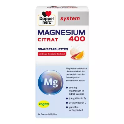 DOPPELHERZ Magnesium 400 Citrate system Effervescent tablet, 24 pcs DOPPELHERZ Magnesium 400 Citrate system Effervescent tablet, 24 pcs
