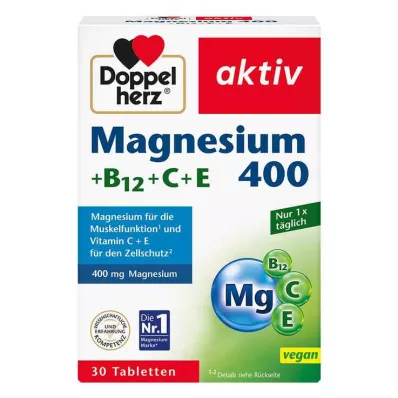 DOPPELHERZ Magnesium 400+B12+C+E Tablets, 30 pcs DOPPELHERZ Magnesium 400+B12+C+E Tablets, 30 pcs