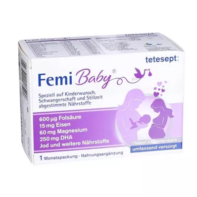 Tetesept Femi Baby film-coated tablets + soft capsules monthly pack, 2x30 pcs Tetesept Femi Baby film-coated tablets + soft capsules monthly pack, 2x30 pcs
