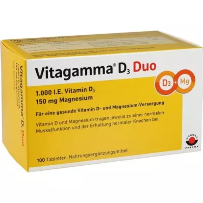 VITAGAMMA D3 Duo 1.000 I.E Vit.D3 150mg Magnes.NEM, 100 pcs