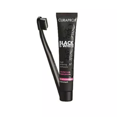 CURAPROX black is white charcoal toothpaste and brush, 1 pc