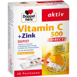 DOPPELHERZ Vitamin C 500+Zinc Depot DIRECT Pellets, 20 pcs