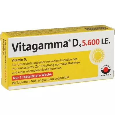 VITAGAMMA D3 5,600 I.U.Vitamin D3 NEM Tablets, 20 pcs