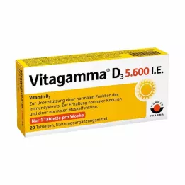 VITAGAMMA D3 5,600 I.U.Vitamin D3 NEM Tablets, 20 pcs