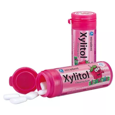 MIRADENT Xylitol chewing gum strawberry, 30 g MIRADENT Xylitol chewing gum strawberry, 30 g