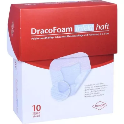 Dracofoam Infection Adhesive Foam Wound Cover 5x5 cm, 10 pcs