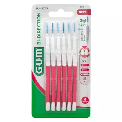 GUM Bi-Direction Interdentalb.1,2 mm pink, 6 pcs GUM Bi-Direction Interdentalb.1,2 mm pink, 6 pcs