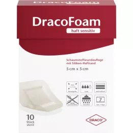 DRACOFOAM Adhesive sensitive foam wound dressing 5x5 cm, 10 pcs