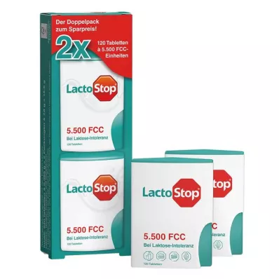 LACTOSTOP 5,500 FCC Tablets Click Dispenser Dop.Pa., 2X120 pc LACTOSTOP 5,500 FCC Tablets Click Dispenser Dop.Pa., 2X120 pc