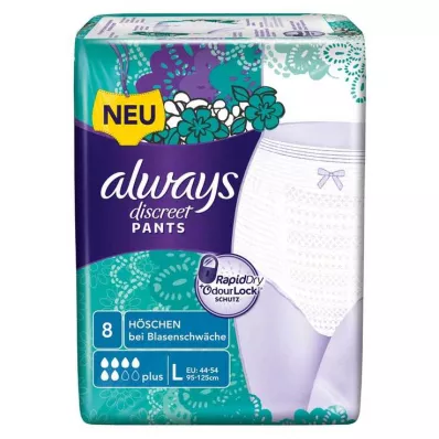 ALWAYS discreet incontinence pants plus L, 8 pcs ALWAYS discreet incontinence pants plus L, 8 pcs