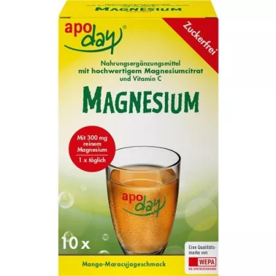 APODAY Magnesium Mango-Passion Fruit Sugar Free Powder, 10X4.5 g