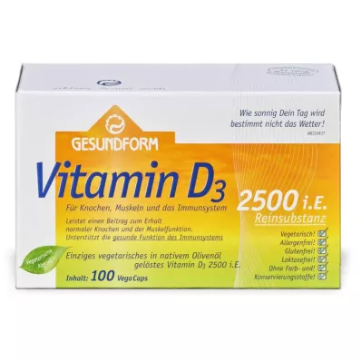 GESUNDFORM Vitamin D3 2,500 I.U. Vega-Caps, 100 pcs