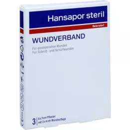 HANSAPOR sterile wound dressing 6x7 cm, 3 pcs