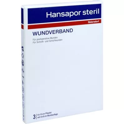 HANSAPOR sterile wound dressing 8x10 cm, 3 pcs