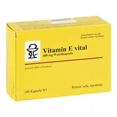 VITAMIN E VITAL 400 mg Rennersche Apotheke Soft C., 100 pcs VITAMIN E VITAL 400 mg Rennersche Apotheke Soft C., 100 pcs
