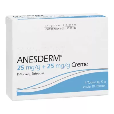 ANESDERM 25 mg/g + 25 mg/g cream + patch, 5X5 g ANESDERM 25 mg/g + 25 mg/g cream + patch, 5X5 g