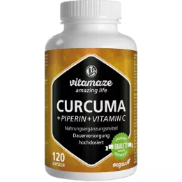 CURCUMA+PIPERIN+Vitamin C vegan capsules, 120 pcs