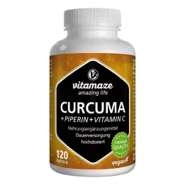 CURCUMA+PIPERIN+Vitamin C vegan capsules, 120 pcs