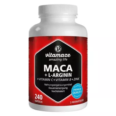 Maca 4:1 high dose + L-arginine capsules, 240 pieces