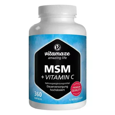 MSM high dose + vitamin C capsules, 360 pieces MSM high dose + vitamin C capsules, 360 pieces