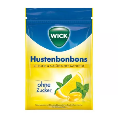 WICK Lemon &amp; Natural menthol sugar-free candies, bag, 72 g