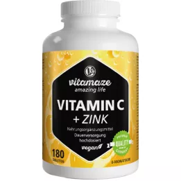 VITAMIN C 1000 mg high-dose+zinc vegan tablets, 180 pcs