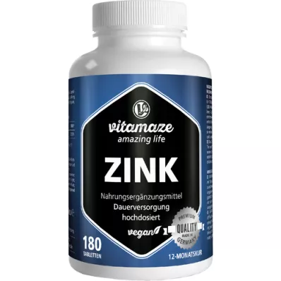 ZINK 25 mg high-dose vegan tablets, 180 pcs