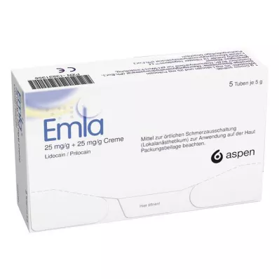 EMLA 25 mg/g + 25 mg/g Cream + 12 Tegaderm Pl., 5X5 g EMLA 25 mg/g + 25 mg/g Cream + 12 Tegaderm Pl., 5X5 g