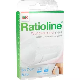 RATIOLINE Wound dressing 7x5 cm sterile, 5 pcs