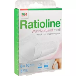 RATIOLINE Wound dressing 10x8 cm sterile, 5 pcs