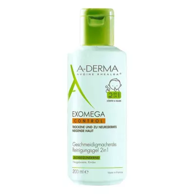 A-DERMA EXOMEGA CONTROL Cleansing Gel 2in1, 200 ml