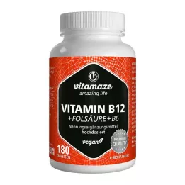 VITAMIN B12 1000 µg high-dose +B9+B6 vegan tablets, 180 pcs