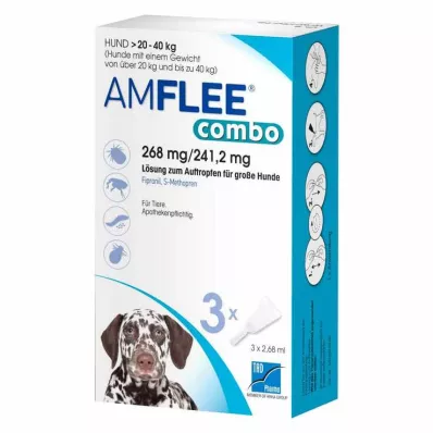 Amflee combo 268/241.2 mg spot-on solution for dogs 20-40 kg, 3 pcs Amflee combo 268/241.2 mg spot-on solution for dogs 20-40 kg, 3 pcs