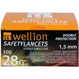 WELLION Safetylancets 28 G safety enamels, 100 pcs